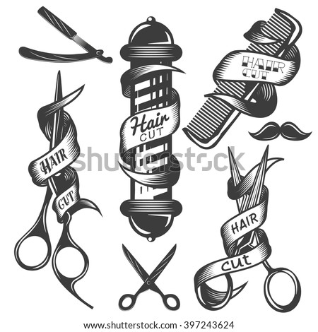 Vector Set Hair Salon Vector Labels Stock Vector (Royalty 