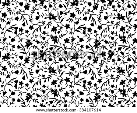 Black And White Floral Seamless Pattern