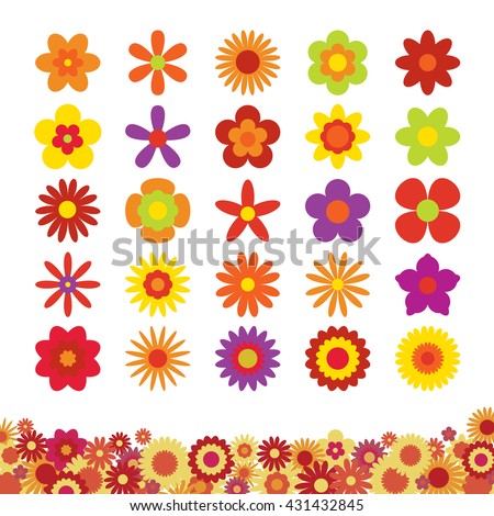 Collection Flowers Design Vector Illustration Stock Vector 67091371 ...