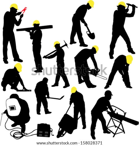 workers silhouettes collection - vector