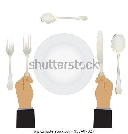 Hand Knife Fork Tableware Table Setting Stock Illustration 353409827 ... Hand Knife Fork Tableware Table Setting Stock Illustration 353409827 ...