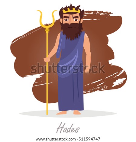 Hades. Greek gods. Vector illustration. Cartoon character. Isolated. Flat. Mythology.