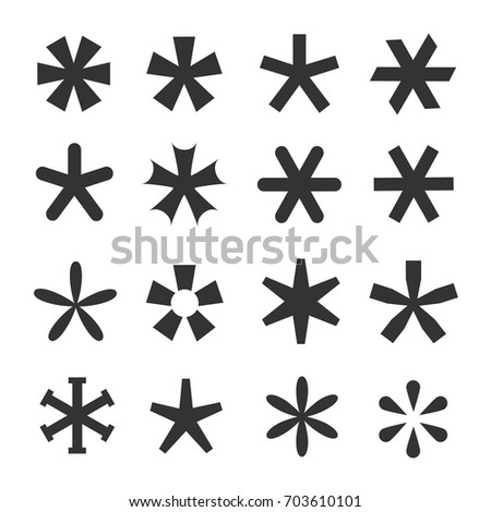 vector asterisk types symbol typographical punctuation mark icon different special line isolated illustration background shutterstock simple