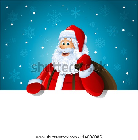 Happy Santa Claus over white blank