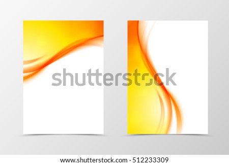 Front and back dynamic wave flyer template design. Abstract template with orange lines in smooth soft style. Vector illustration