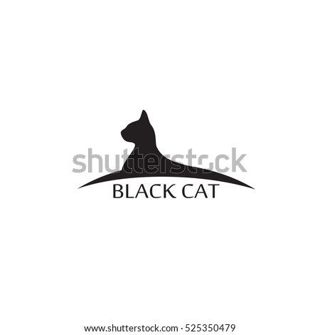 Silhouette black cat profile. Vector logo template animal.