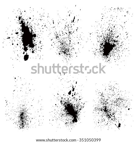 Set of black splash on white background vector illustration