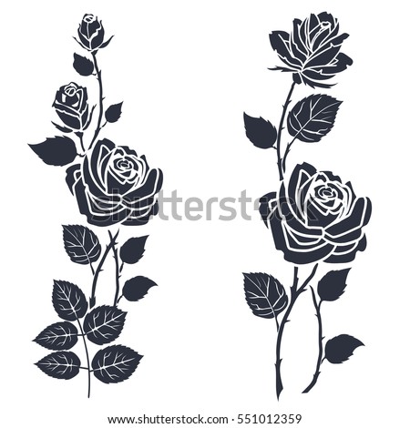 black silhouette roses leaves rose tattoo stock vector 551011840 black silhouette roses leaves rose tattoo stock vector 551011840