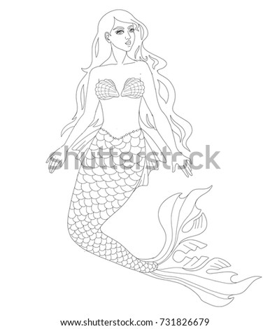Mermaid On Seabed Page Sea Life Stock Vector 731826688 - Shutterstock