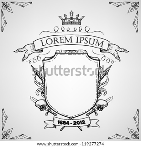 Hand Drawn Coat Arms Style Label Stock Vector 119277274 - Shutterstock