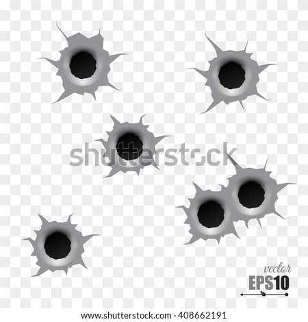 Bullet holes isolated. Vector illustration.