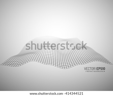 Abstract vector landscape background. Cyberspace grid. 3d technology vector illustration. Geometric background