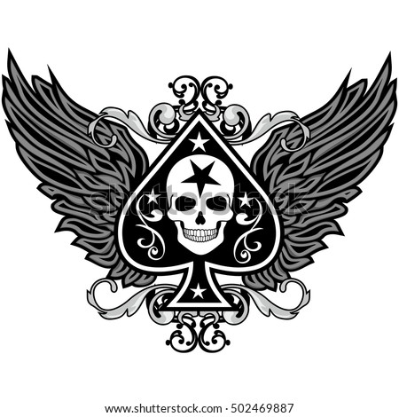 Gothic Coat Arms Skull Ace Spades Stock Vector 502469887 - Shutterstock