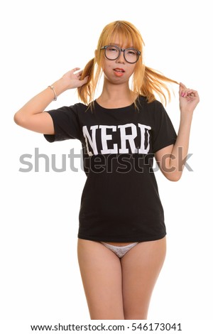 Cute geek playing with herself 6