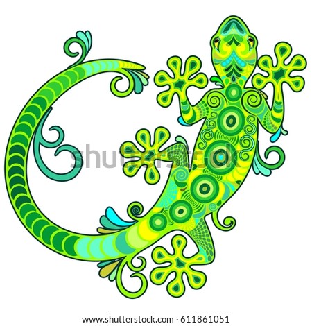 Gecko Lizard Ornamental Tattoo Style