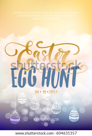vector easter hunt egg celebration poster gradient transparency mesh template shutterstock illustration