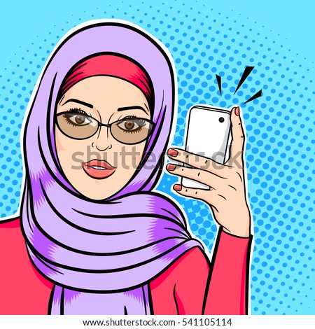 Beautiful Modern Muslim Woman Hijab Holding Stock Vector 