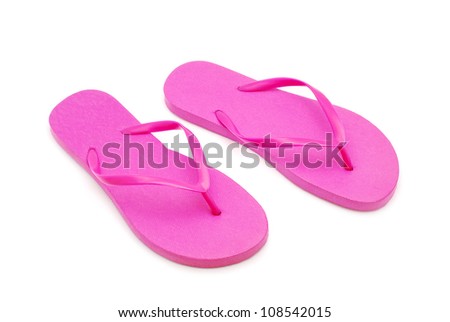 flip flops on white background - stock photo
