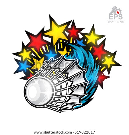 Color Stars Fly Out Shuttlecock Sport Stock Vector ...