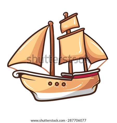 Wooden Ship Cartoon Vector Stock Vector 287706077 - Shutterstock