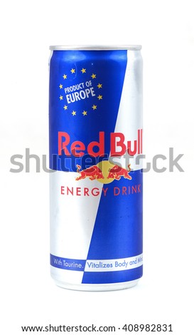 Khon Kaen, Thailand - April 21, 2016: Canned of Kratingdaeng Drink. Red Bull is the most popular energy drink in the world.