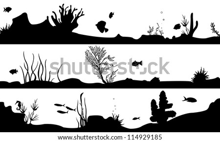marine landscape set isolated on white