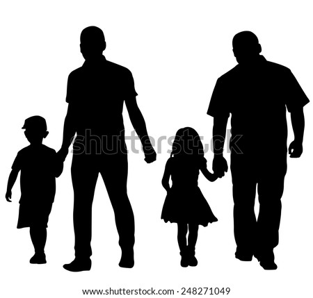 silhouettes of dads with kids