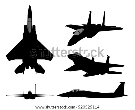 Set Military Jet Fighter Silhouettes Stock Vector (Royalty Free ...