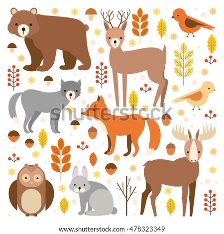 Vector Illustration Forest Animals Moose Deer Stock Vector 437193313 ...
