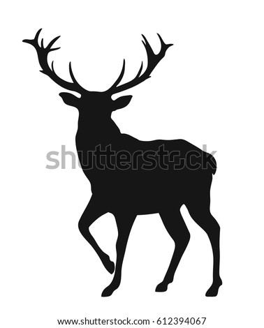 Black Silhouette Buck On White Background Stock Vector 612394067