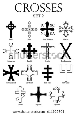 Religious Crosses Set Isolated On White Stock Vector 213570037 ...