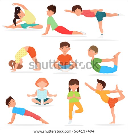 Cute Yoga Kids Set Children Yoga Stock Vector 564137494 - Shutterstock
