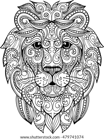 Download Hand Drawn Doodle Zentangle Lion Illustration Stock Vector ...