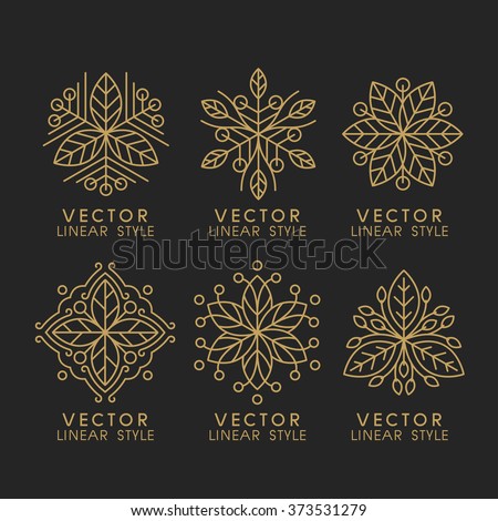 Vector set of linear design elements, logo design templates and mono line badges for packaging ,vector illustration
