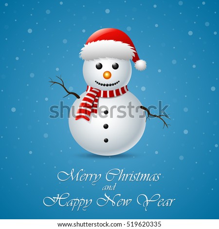 Merry christmas snowman greeting card