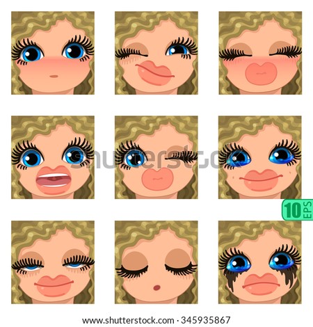 Vector Set Avatars Icons Smiley Clip Art Stock Vector 345935867