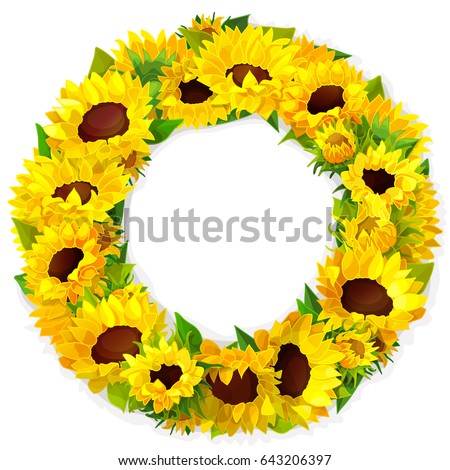 Vector Vivid Sunflower Frame Blossom Illustration Stock ...