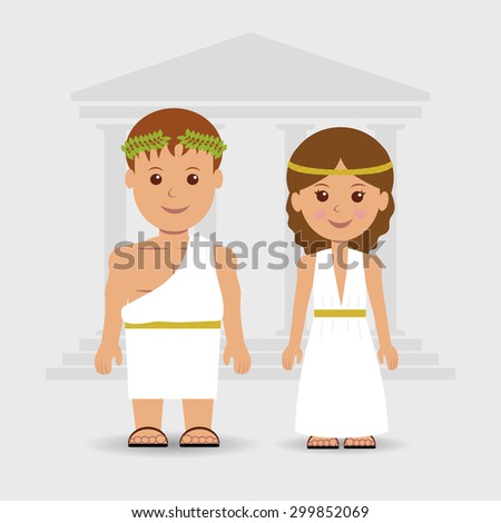 A man and a woman in Greek robes. - stock vector