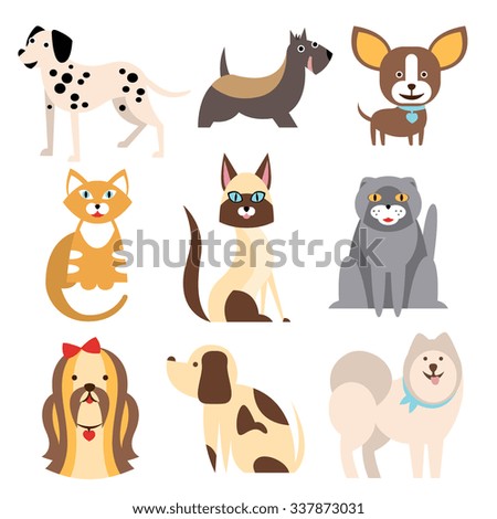 Different Kinds Dog Breeds On White Stock Vector 563458318 - Shutterstock