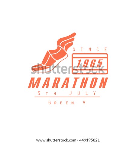 Marathon Running Orange Label Design