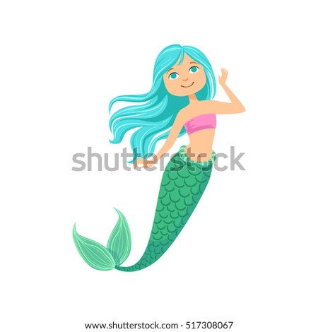 Blue Hair Mermaid Purple Swimsuit Top Stock Vector 517308067 - Shutterstock