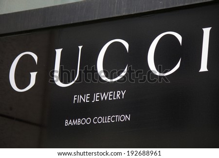 CIRCA APRIL 2014 - BERLIN: the logo of the brand "Gucci", Berlin.