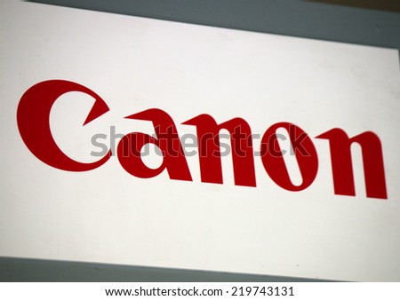 CIRCA AUGUST 2014 - BERLIN: the logo of the brand "Canon", Berlin.