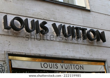 CIRCA SEPTEMBER 2014 - BERLIN: the logo of the brand "Louis Vuitton", Berlin.