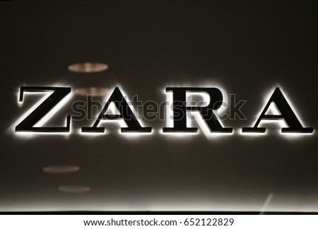 OCTOBER 2016 - BERLIN: the logo of the brand "Zara", Berlin.