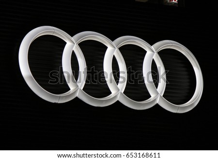 OCTOBER 2016 - BERLIN: the logo of the brand "Audi", Berlin.
