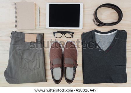 Men's accessories set, lay flat