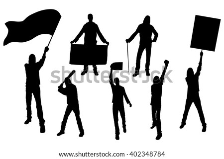 Protest People Silhouette Men Holding Flag Stock Vector 402348784 ...