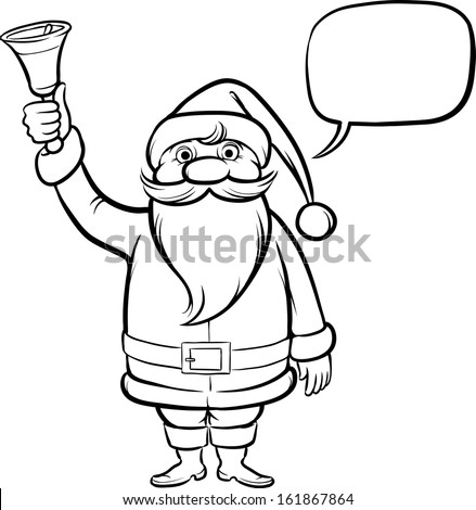 vector illustration of coloring book santa claus with christmas bell easy edit layered vector - Coloring Book Santa vector illustration of coloring book santa claus with christmas bell easy edit layered vector - Coloring Book Santa