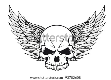 Skull Angel Wings Tattoo Mascot Design Stock Vector 101147896 ...